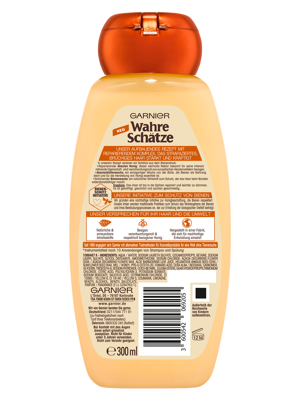 Rückseite Garnier Wahre Schätze Honig Schätze Shampoo